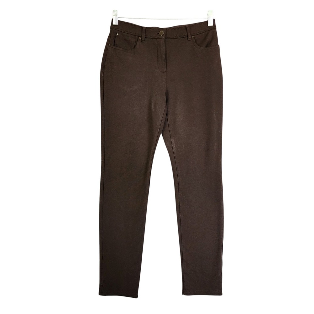 Chicos Womens So Slimming Getaway 5 Pocket Pants Small Chocolate Brown Stretch